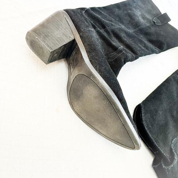 Blondo Black Wylde Suede Leather Knee High Heeled Boots Size 10 - Picture 3 of 5